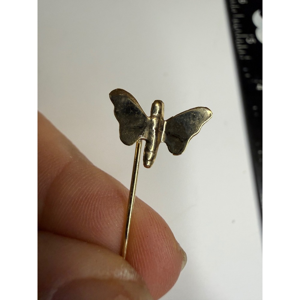 Vintage Gold Tone Butterfly Stick Pin Lapel Scarf Hat Accessory 2 Inch